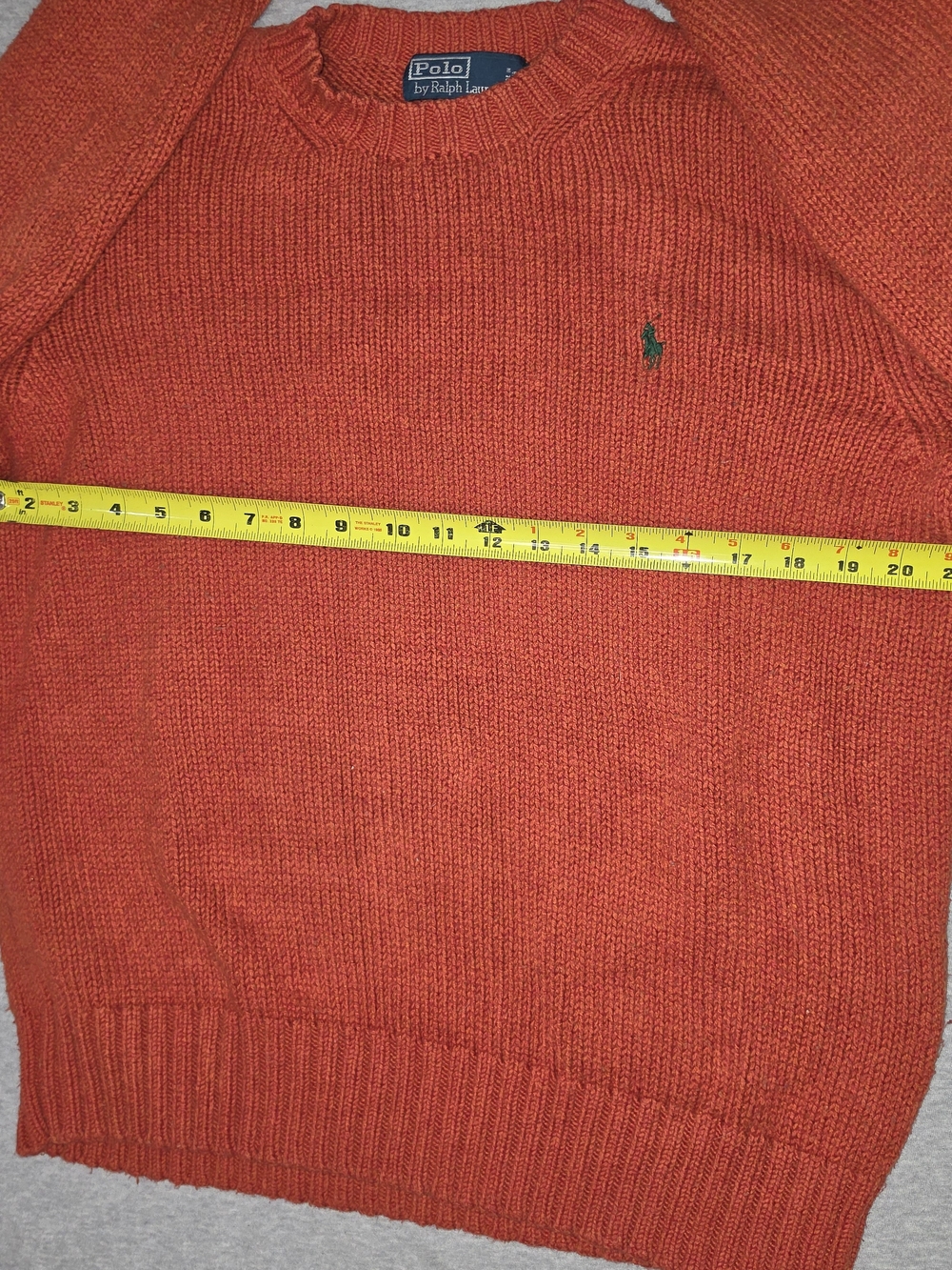 Ralph Lauren Classic Orange Knit Crewneck with Green Pony - Picture 3 of 6